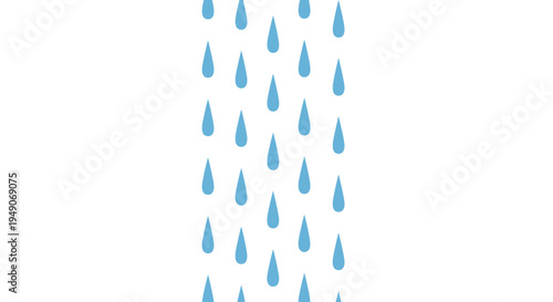 Falling Raindrops Animation, Weather Concept, Blue Water Droplets on White Background