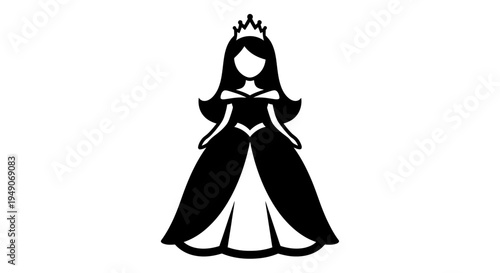 Elegant Princess Silhouette with Crown and Ball Gown