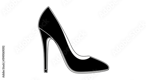 Elegant Black High Heel Shoe Silhouette - Classic Fashion Footwear Icon