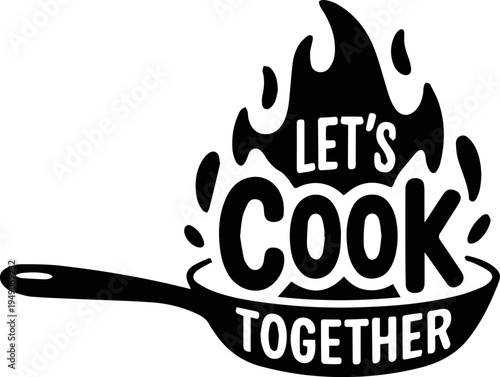 Frying pan with flames