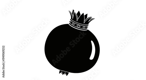 Black Pomegranate Silhouette with Crown Icon