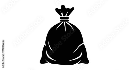 Black Garbage Bag Icon, Trash Bag Silhouette, Waste Disposal Symbol