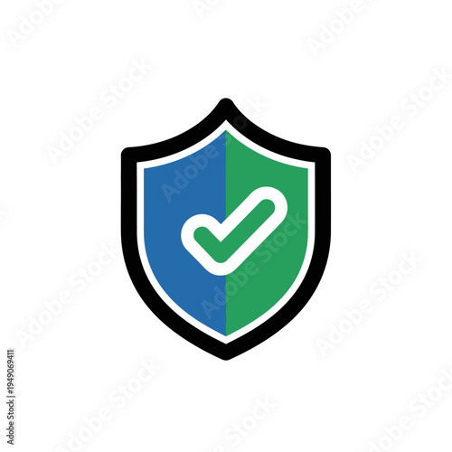 Security shield icon with checkmark for protection and safety