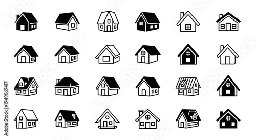 Set of diverse minimalist house and home icons