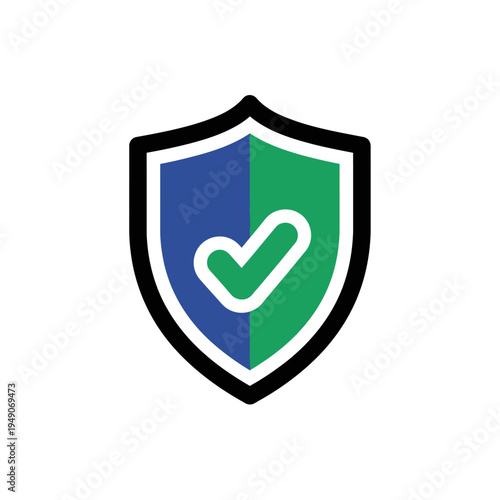 Shield icon with check mark for protection and verification