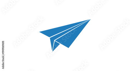 Simple blue paper airplane icon on white background