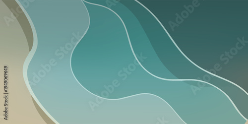 Abstract Wavy Lines Background in Shades of Green and Blue.