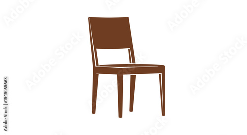 Simple brown wooden chair illustration on white background