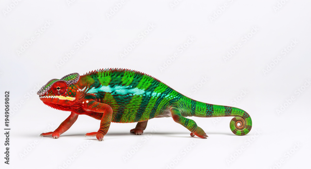 Fototapeta premium Career Change Concept, Color Transition Chameleon Moving Forward