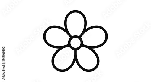 Simple five petal flower icon black outline