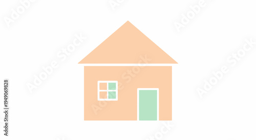 Simple flat design house icon with window and door