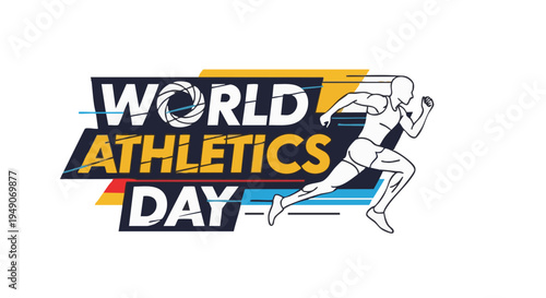 World Athletics Day logo with running athlete in bold colorful graphic for sports event