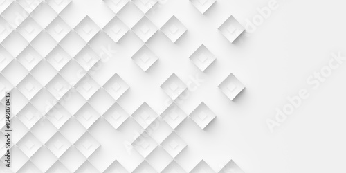 Grid of double stacked white cubes or boxes background wallpaper banner fade out with copy space, flat lay top view