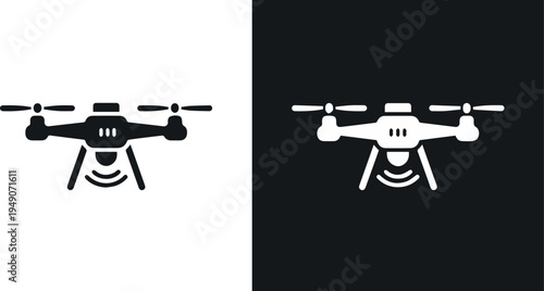 Drone mapping icon with GPS marker