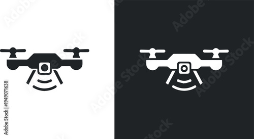 Drone surveillance symbol with signal beams
