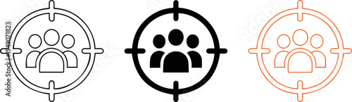 Audience targeting crosshair with three user icons