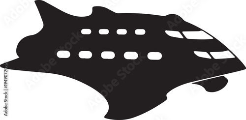 Futuristic space shuttle or spaceship silhouette vector illustration line art design