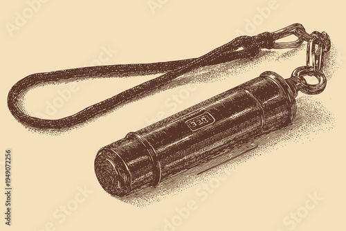 A classic referee's whistle, vector illustration. Minimalist sports icon.