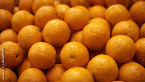Fresh Oranges Arranged in Market Display