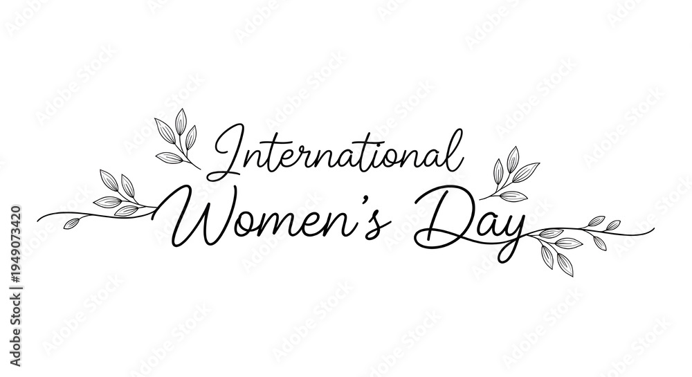 Obraz premium International Women's Day celebration logo with elegant floral design elements