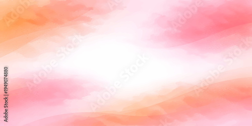 Abstract Pink and Orange Pastel Watercolor Background with Soft Gradient Wash and Minimal Artistic Texture Banner with Copy Space