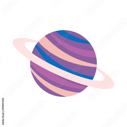 Various colorful flat space planets and astronomical objects flat illustration