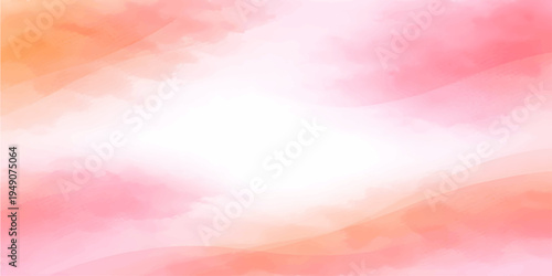 Abstract Pink and Orange Pastel Watercolor Background with Soft Gradient Wash and Minimal Artistic Texture Banner with Copy Space