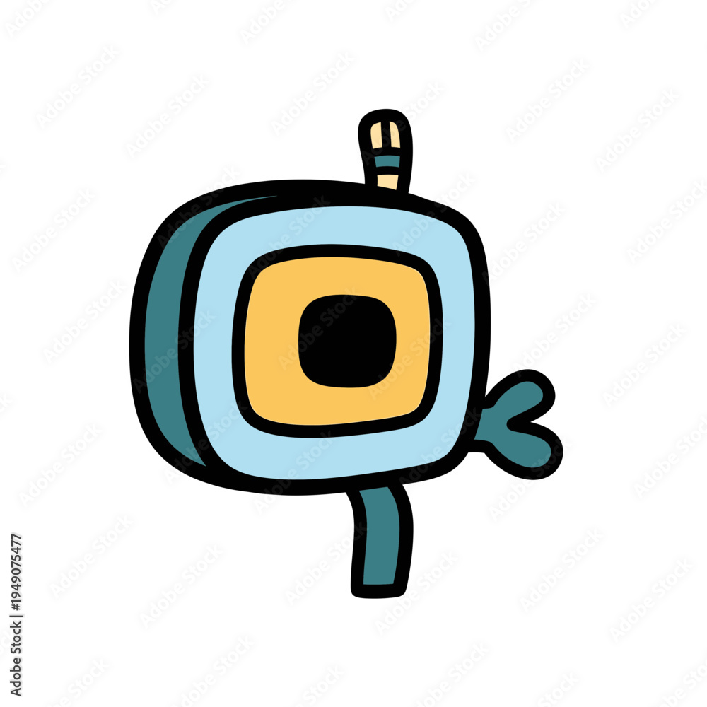 Fototapeta premium Cartoon Eye Character with Antenna and a Friendly Design vector illustration