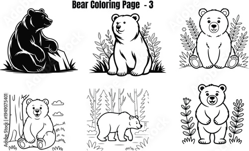 Black and white bear for coloring bears grizzly bear