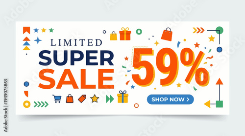 Limited Super Sale Banner with 59% Discount