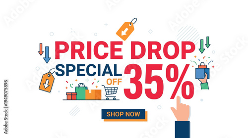 Price Drop Special Offer Banner with 35% Discount