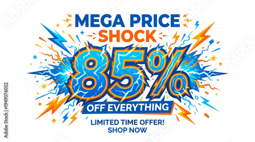 Mega Price Shock 85% Off Sale Banner