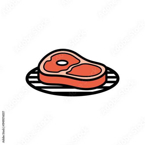 Cartoon Steak on a Grill Isolated vector illustration