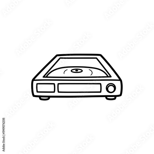 Simple Line Art of a CD Player vector illustration
