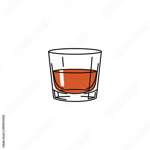 Minimalist Outline of a Whiskey Glass vector illustration