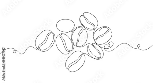 Coffee beans line art vector illustration
