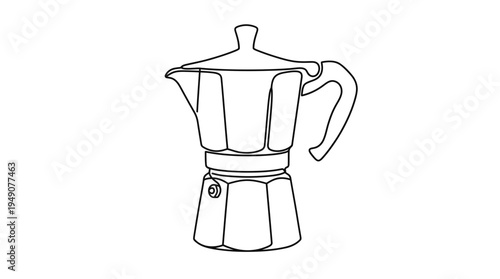Italian moka pot coffee maker line art vector illustration
