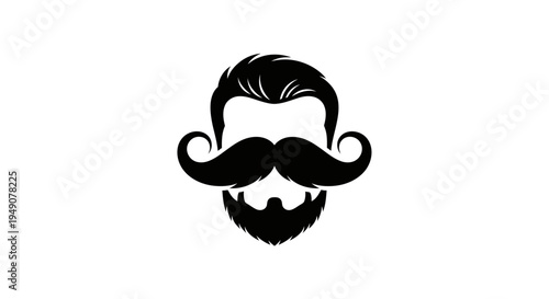 Classic gentleman's hairstyle with mustache and beard in black