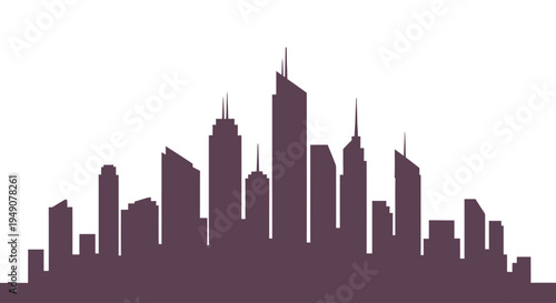 City skyline silhouette with modern buildings on white background