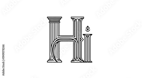 Classical column style greeting Hi word vector illustration
