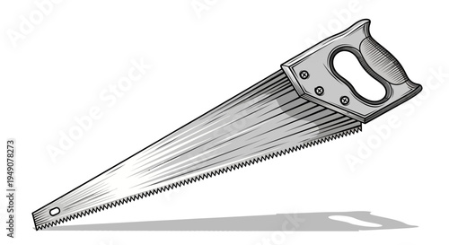 Classic hand saw tool for carpentry and construction illustration