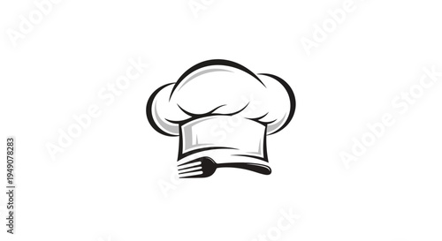 Chef hat with fork symbol for food or restaurant