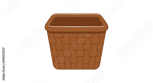 Brown square woven basket isolated on white background