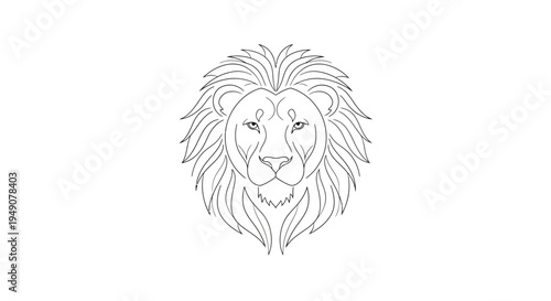 Black outline drawing of a majestic lion head