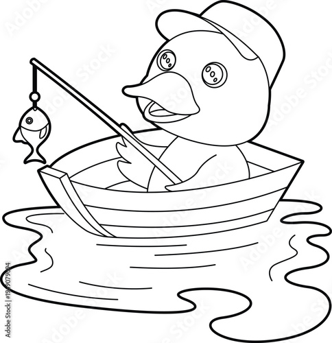 Duck Angler Fish Fishing Animal Vector Graphic Art Illustration