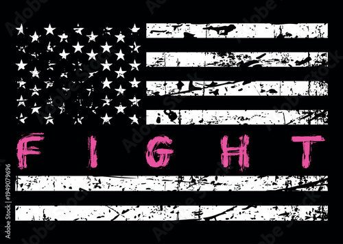 Fight Cancer Survivor American Flag, Cancer Awareness Usa Flag.