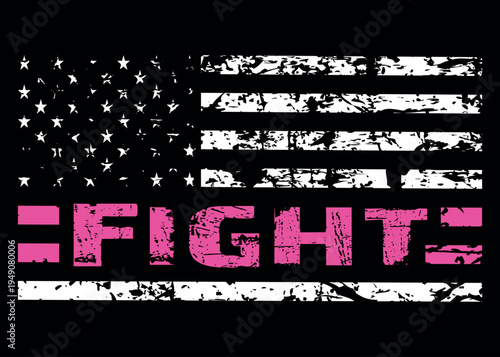 Fight Cancer Survivor American Flag, Cancer Awareness Usa Flag.
