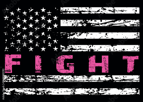 Fight Cancer Survivor American Flag, Cancer Awareness Usa Flag.