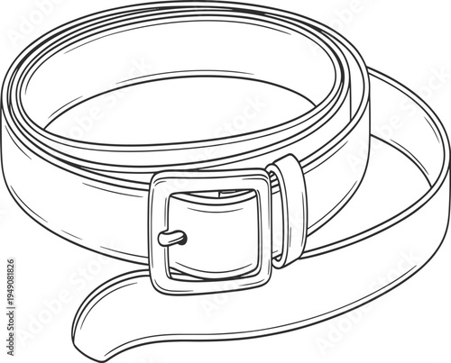 Black leather belt with square metal buckle in a line desi