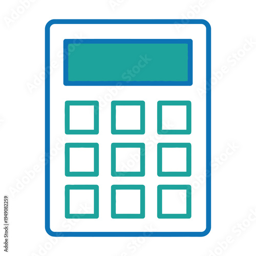 Calculator icon with blue and green design on white background for finance and calculation concepts